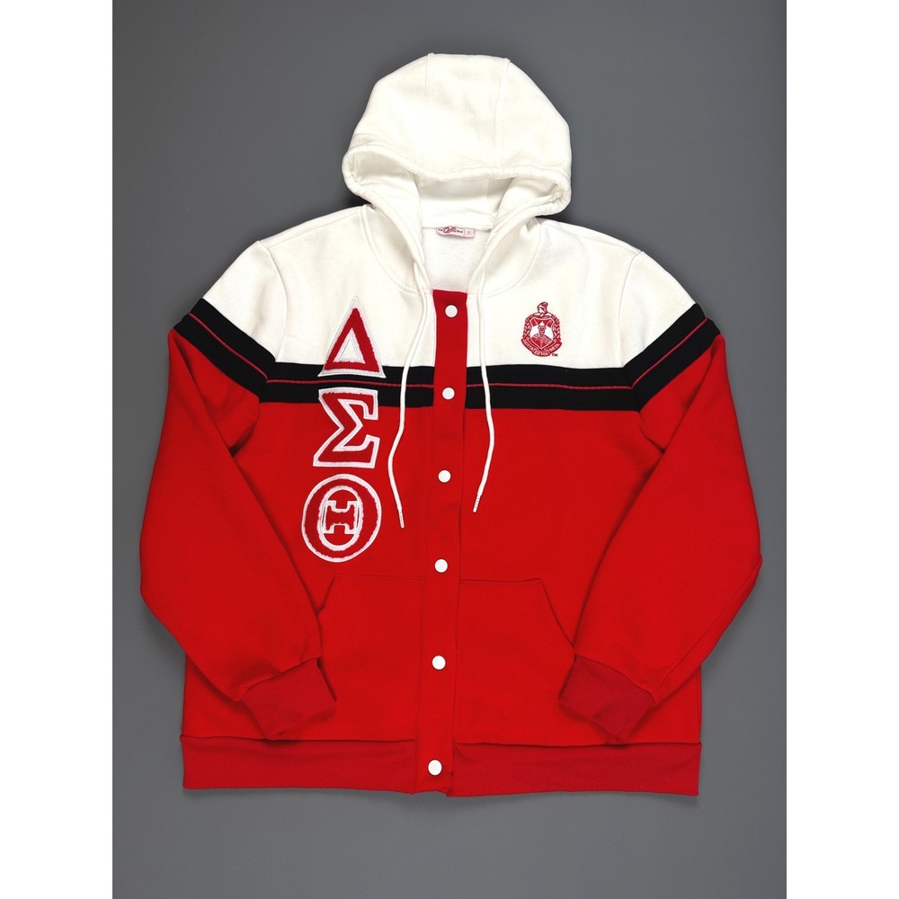 The Delta Box Delta Sigma Theta Sorority Hoodie Red White Large NWOT